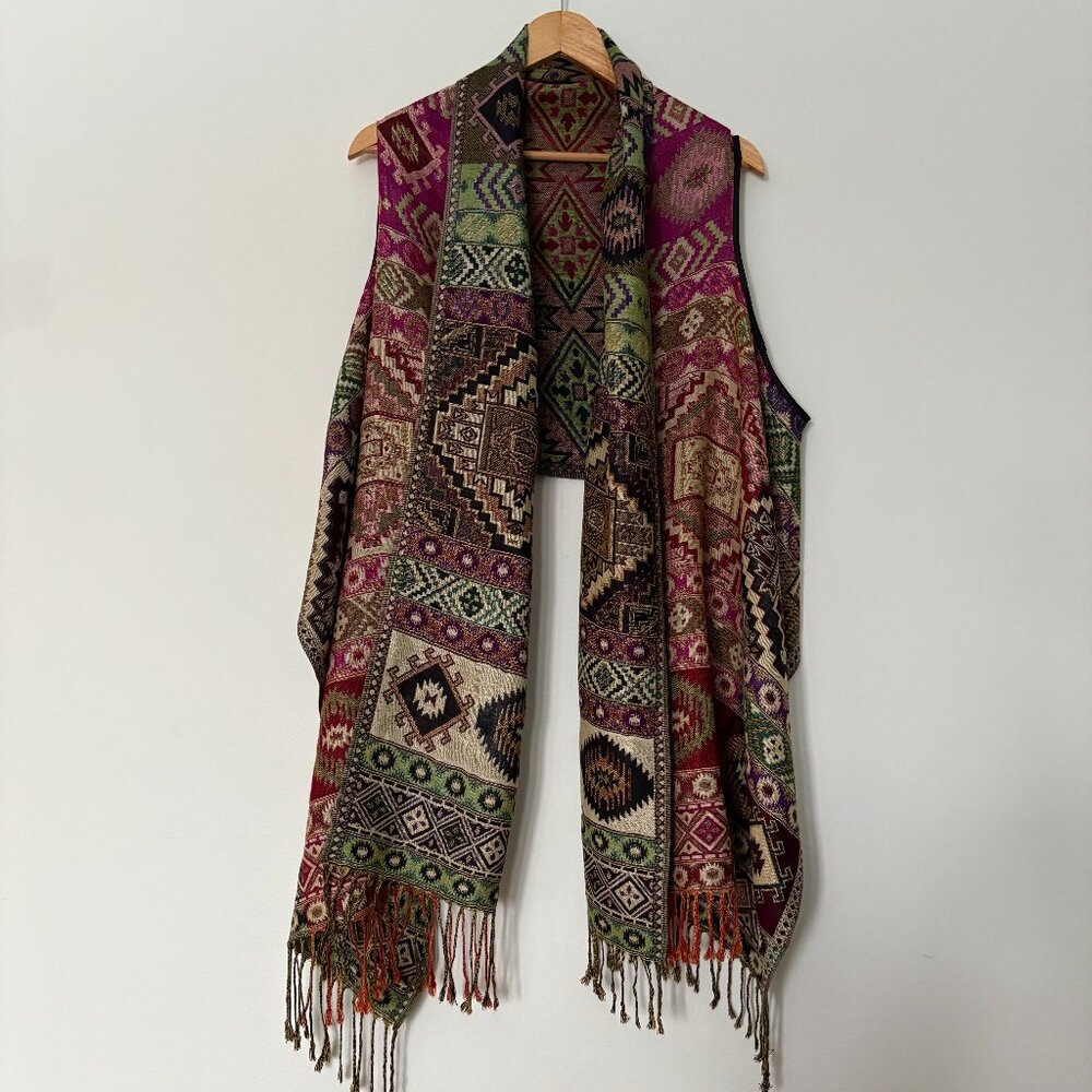 Reversible Mexican Woven Vest / Scarf